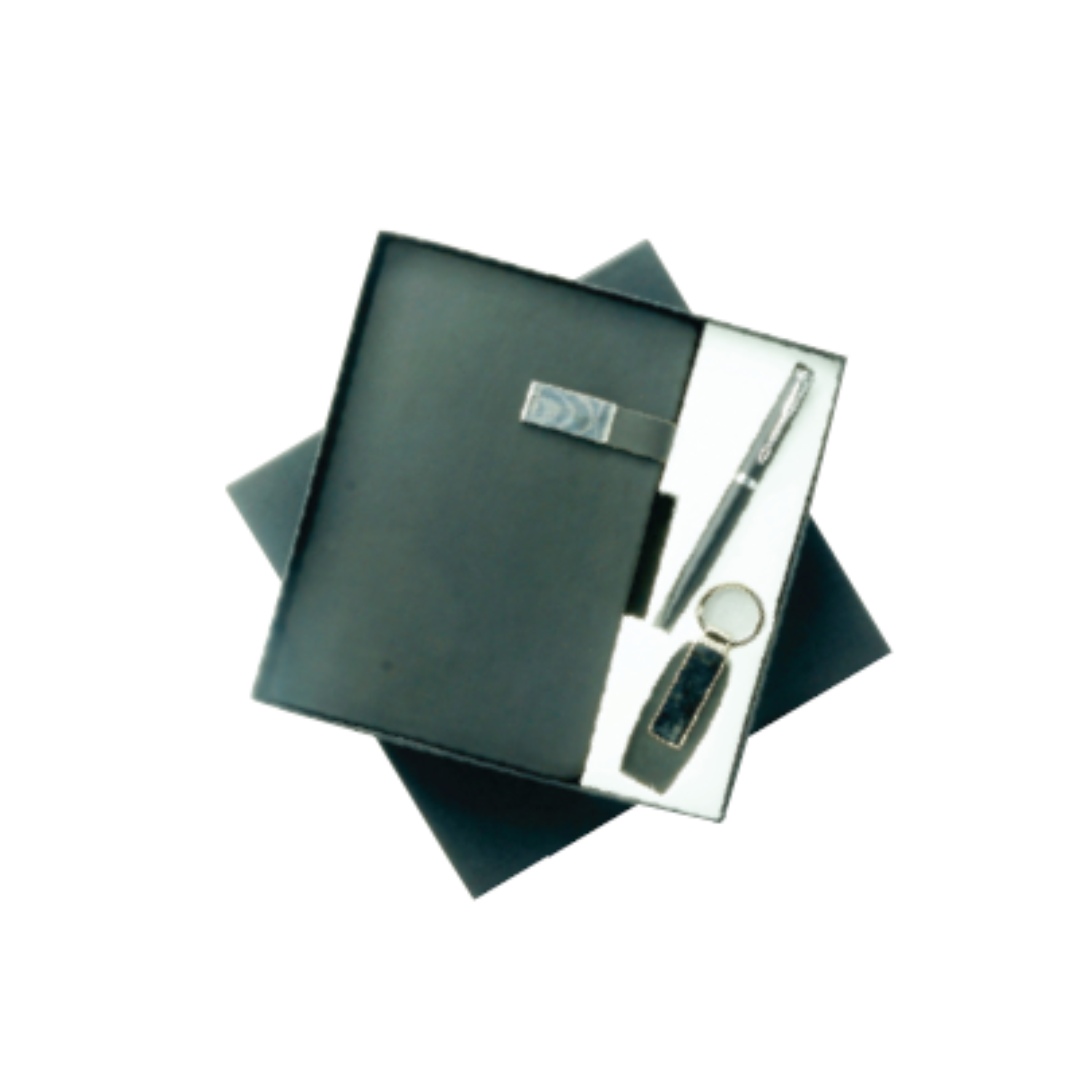 Rising Enterprises A5 Dairy, Keychain and Pen Combo Gift Set, Black