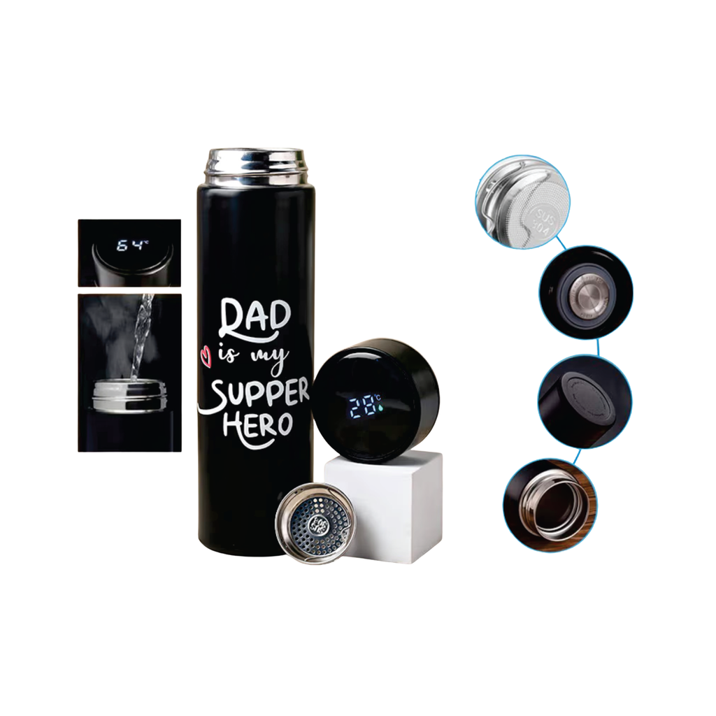 Rising Enterprises Vacuum Insulated Flask with Temperature Display, Black