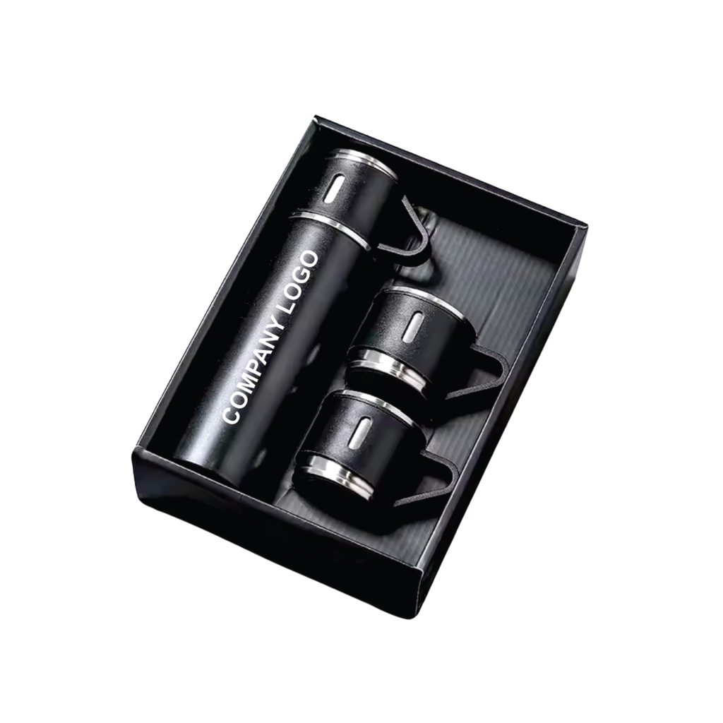 Rising Enterprises Thermos Flask Vacuum Flask Set Gift Set, Black