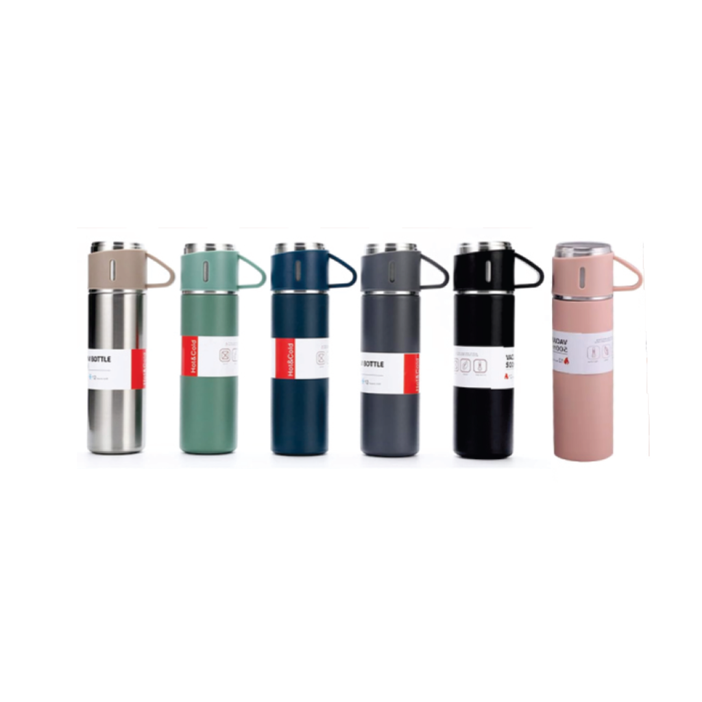 Rising Enterprises Thermos Flask Vacuum Flask Set Gift Set, Black